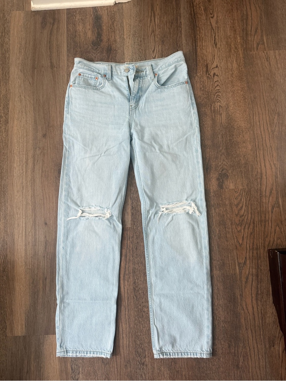 Levi's Light Blue Straight Leg Ripped Jeans
